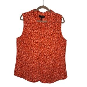 Banana Republic Factory Coral Ditsy Floral Classic Fit Sleeveless Blouse Size XL